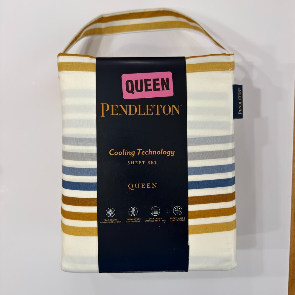 Pendleton QUEEN Sheet Set Ivory Westland Stripe Cooling Technology 4pc NWT
